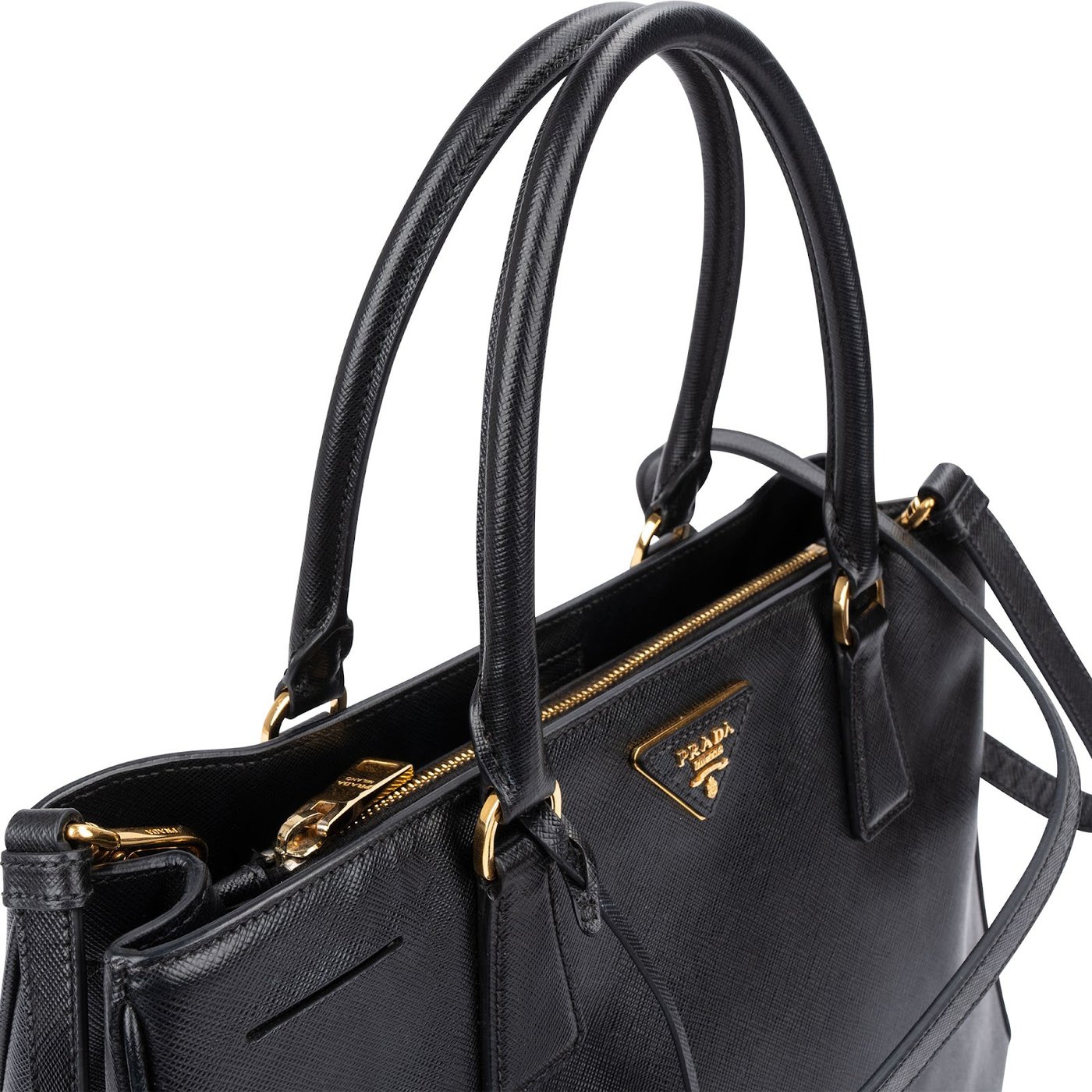 Prada Black Saffiano Leather Galleria Handbag