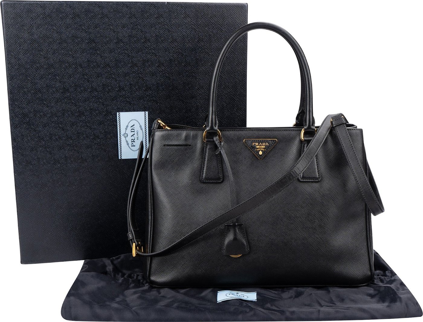 Prada Black Saffiano Leather Galleria Handbag
