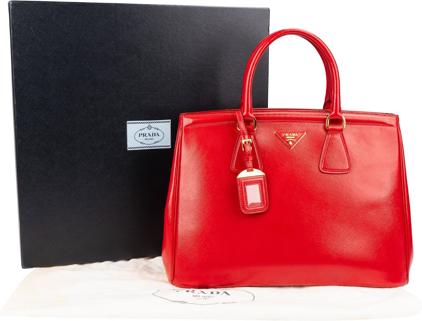 Prada Saffiano Vernice Leather Large Galleria Tote Handbag