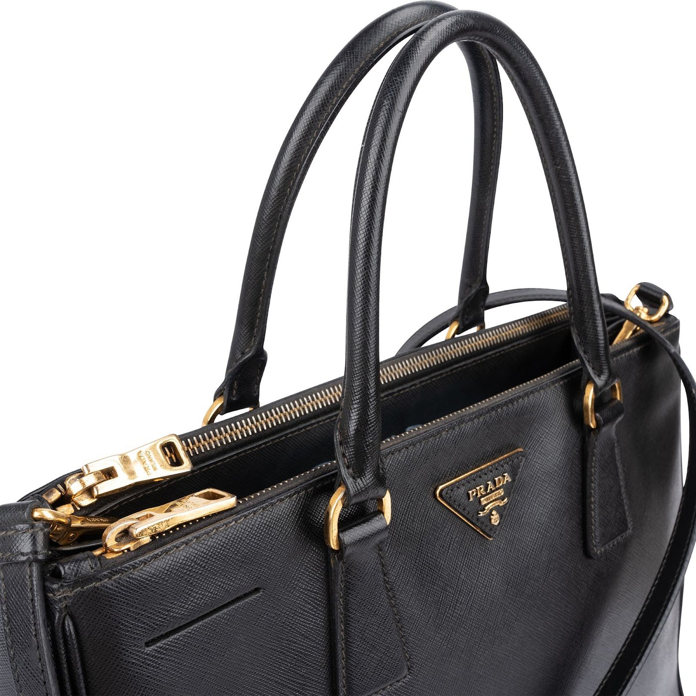 Prada Black Saffiano Leather Galleria Handbag
