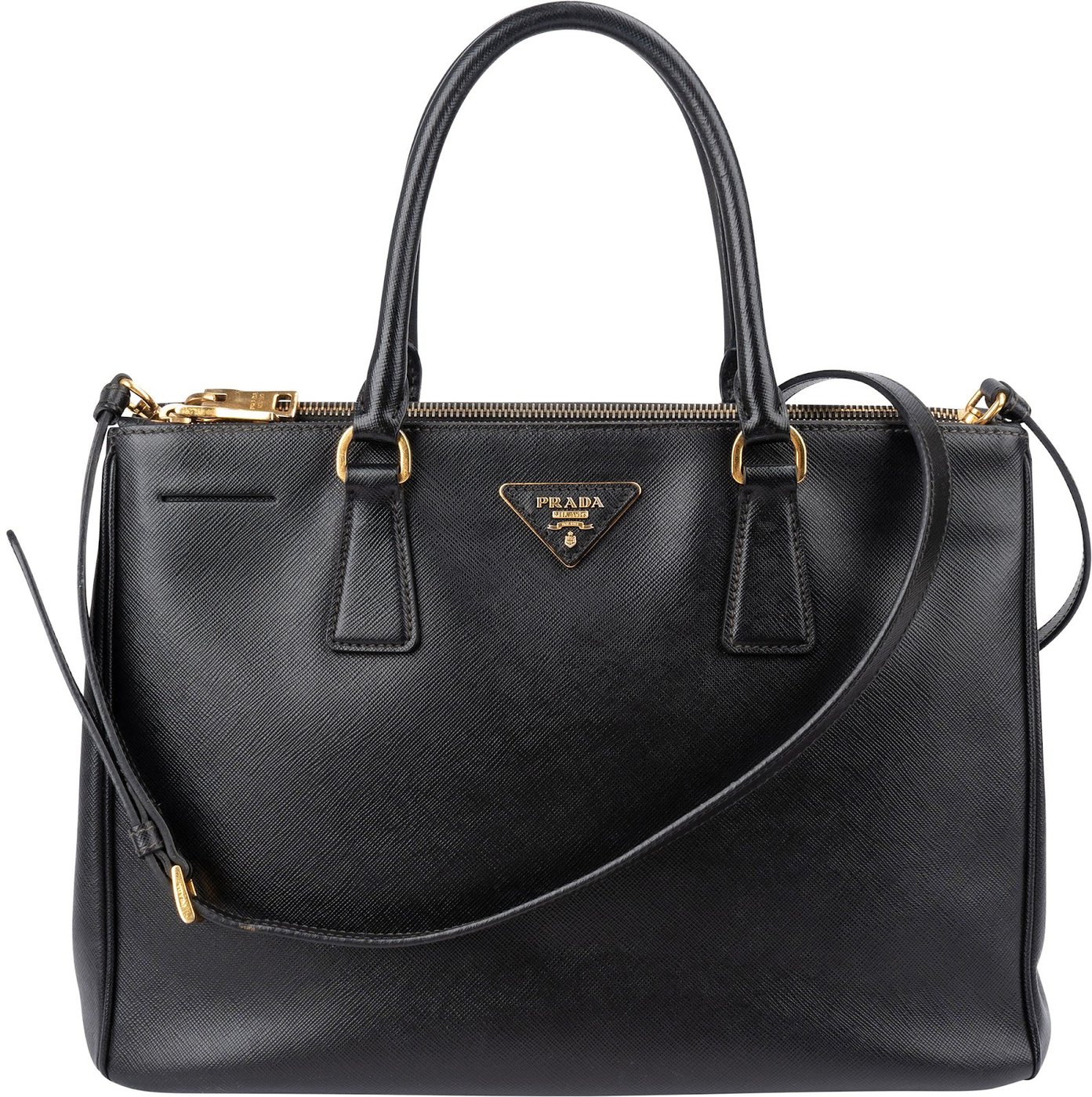 Prada Black Saffiano Leather Galleria Handbag