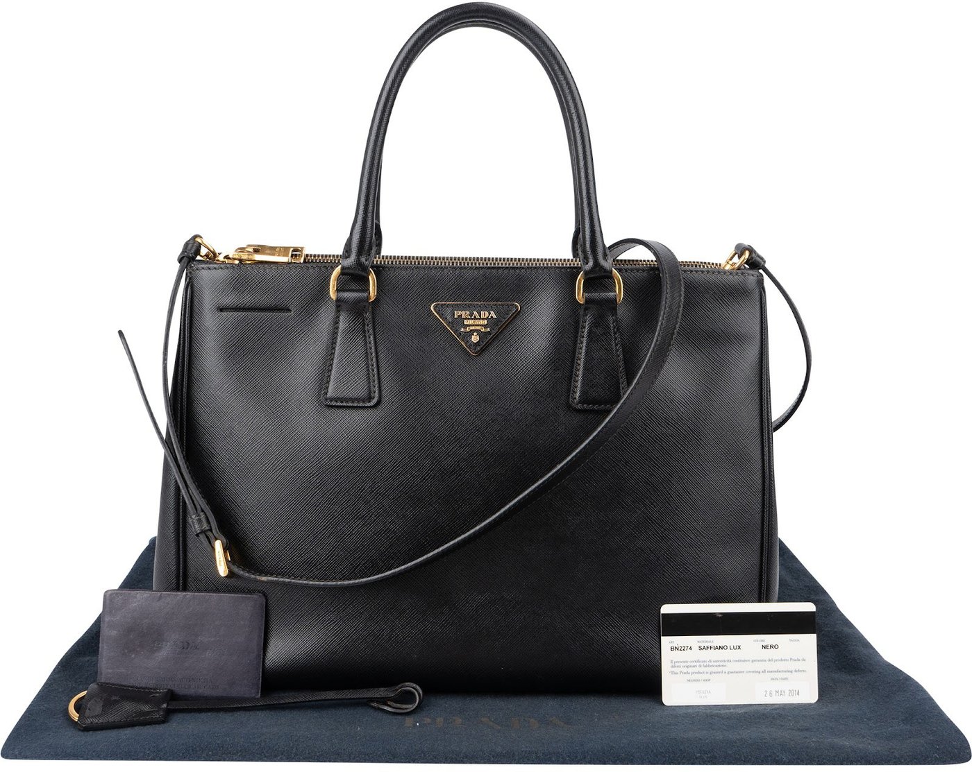 Prada Black Saffiano Leather Galleria Handbag