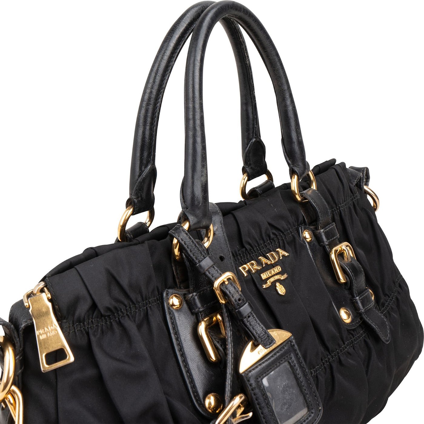 Prada Black Tessuto Gaufre Satchel Handbag