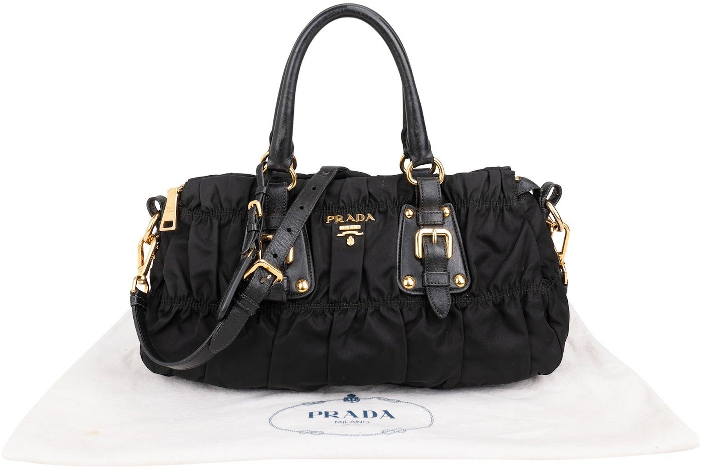 Prada Black Tessuto Gaufre Satchel Handbag