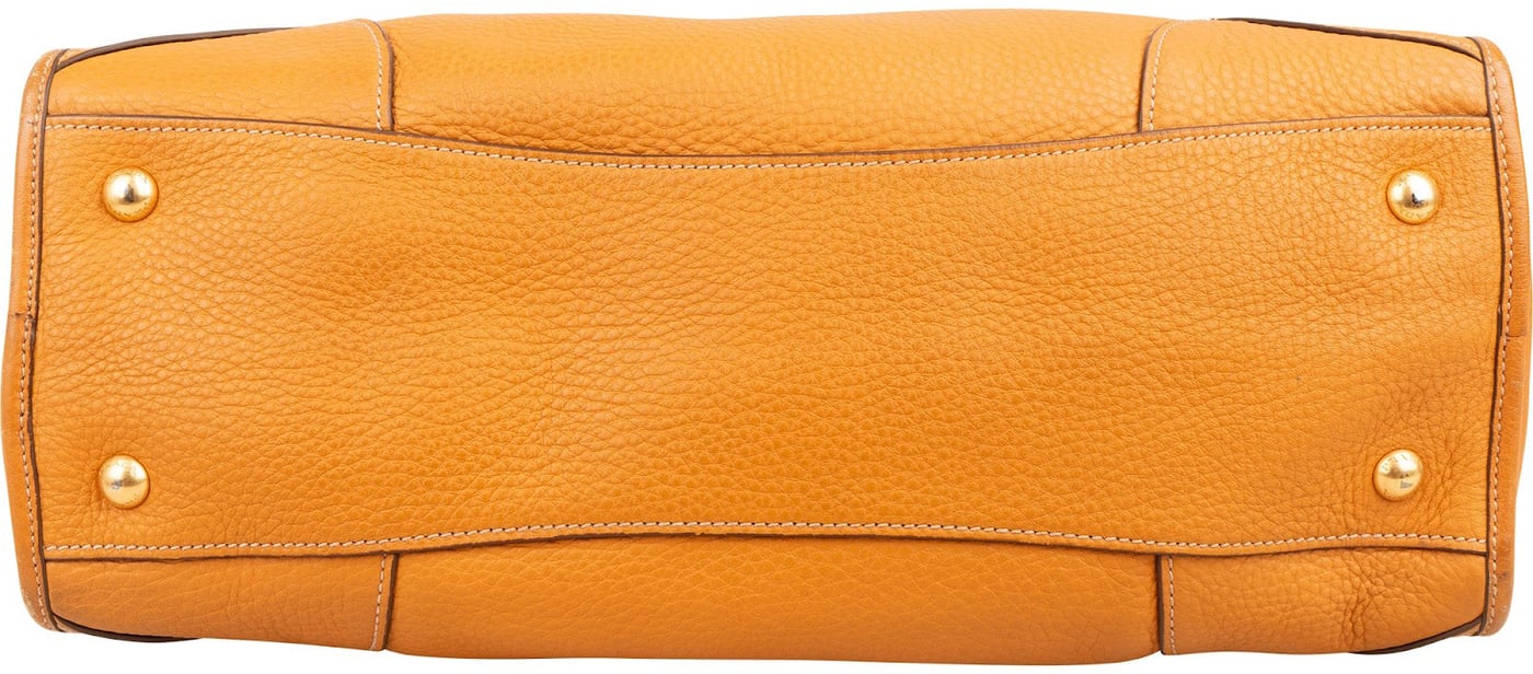 Prada Orange Vitello Daino Leather Bauletto Handbag