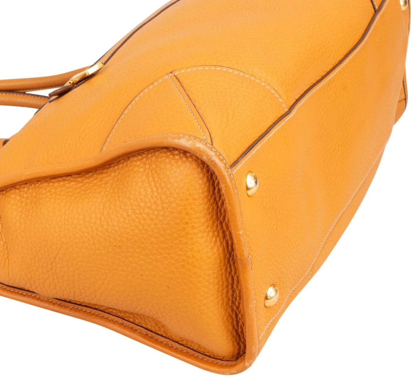 Prada Orange Vitello Daino Leather Bauletto Handbag