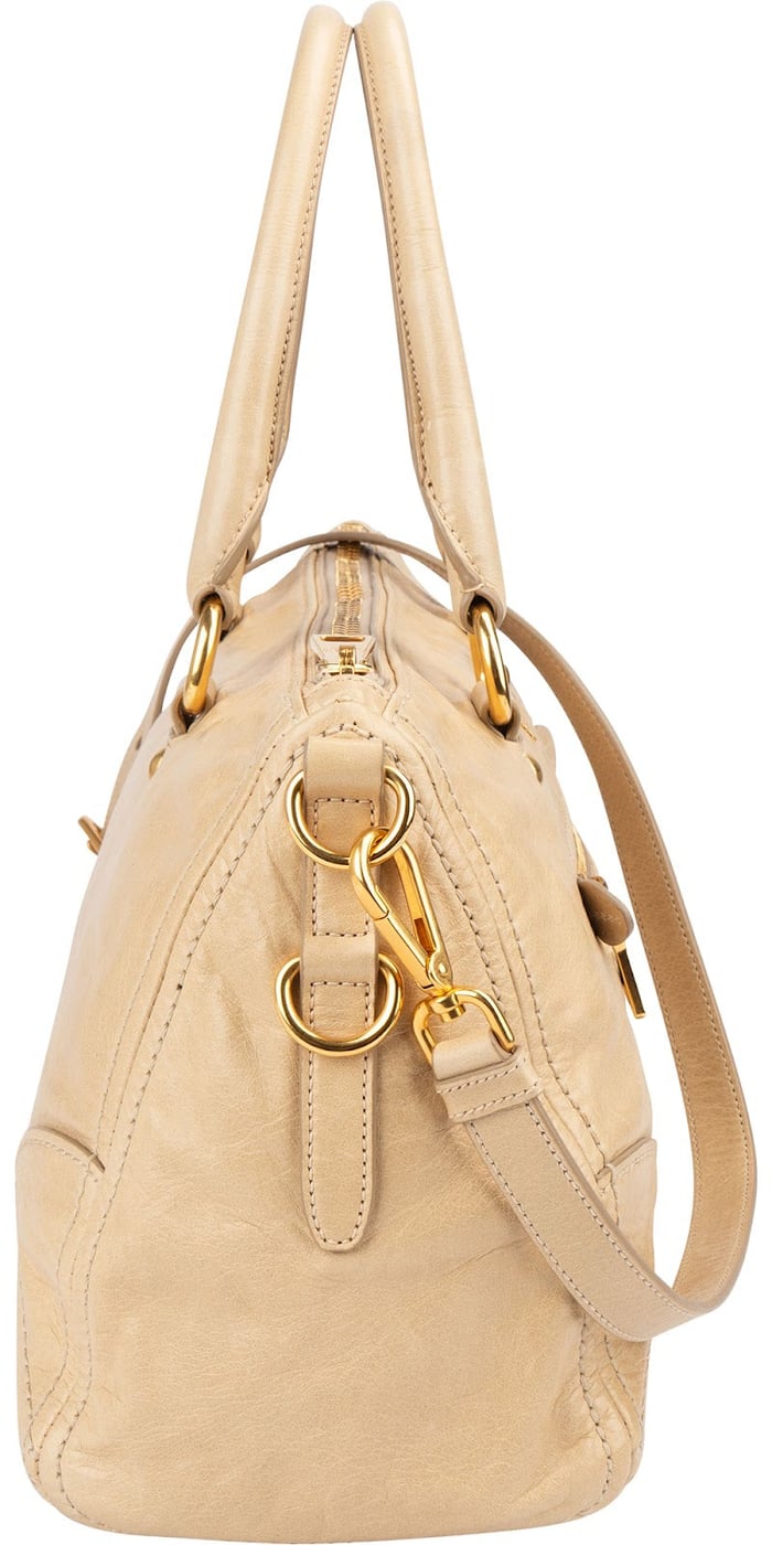 Prada Vitello Shine Bauletto Handbag