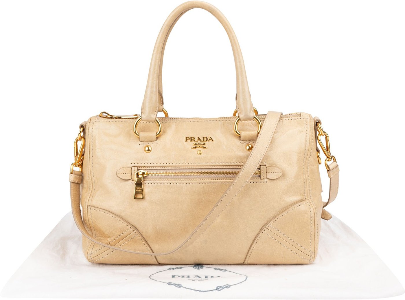Prada Vitello Shine Bauletto Handbag