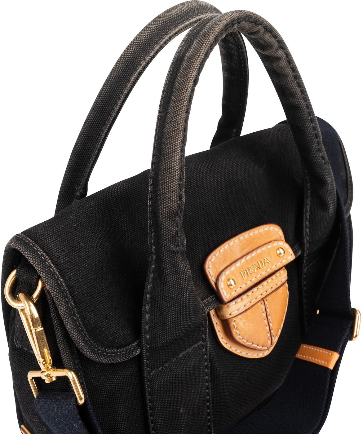 Prada Black Canapa Pattina Handbag