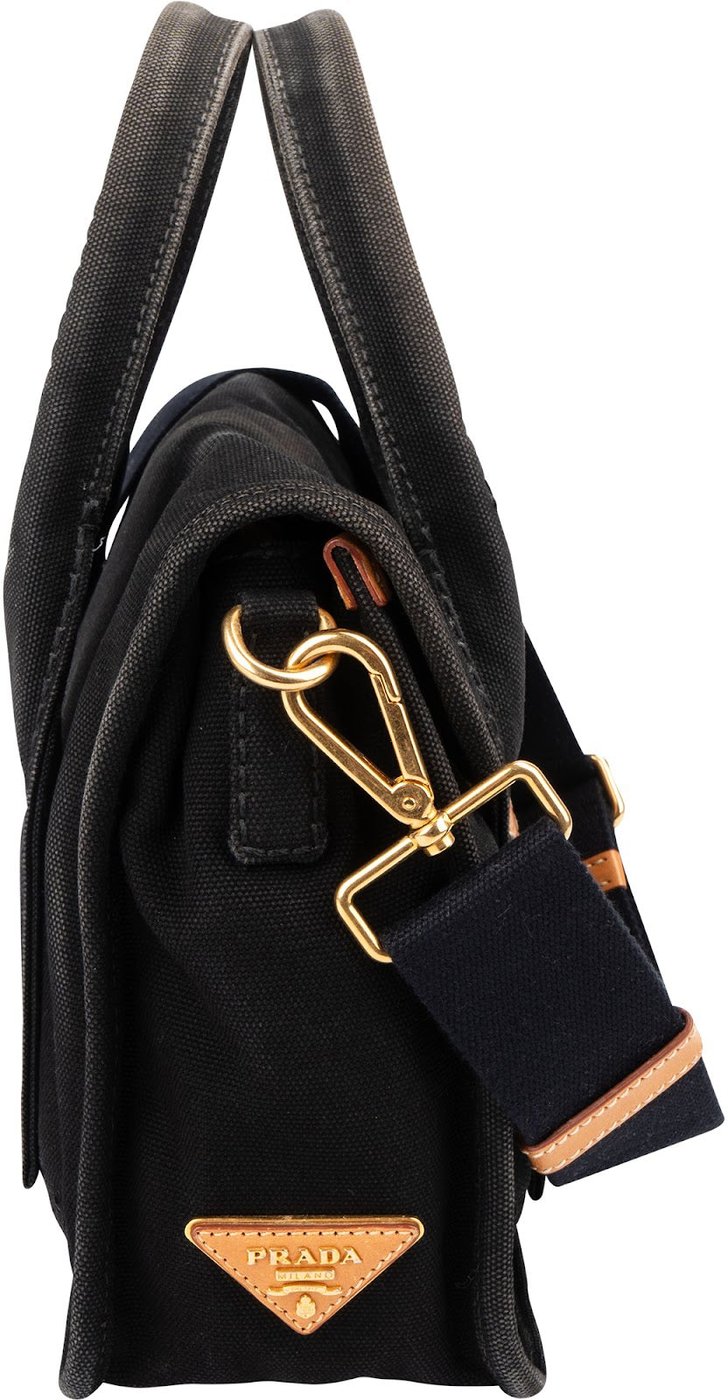Prada Black Canapa Pattina Handbag