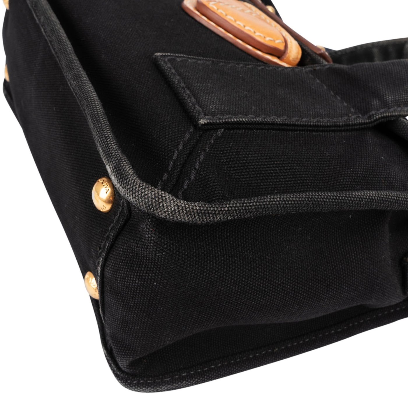 Prada Black Canapa Pattina Handbag