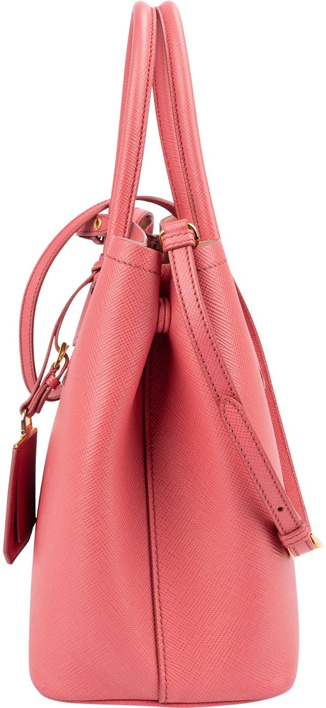 Prada Pink Saffiano Leather Double Handbag