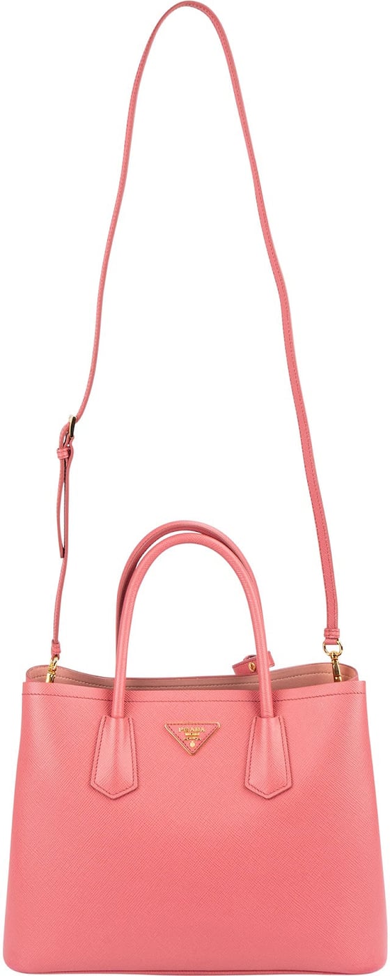 Prada Pink Saffiano Leather Double Handbag