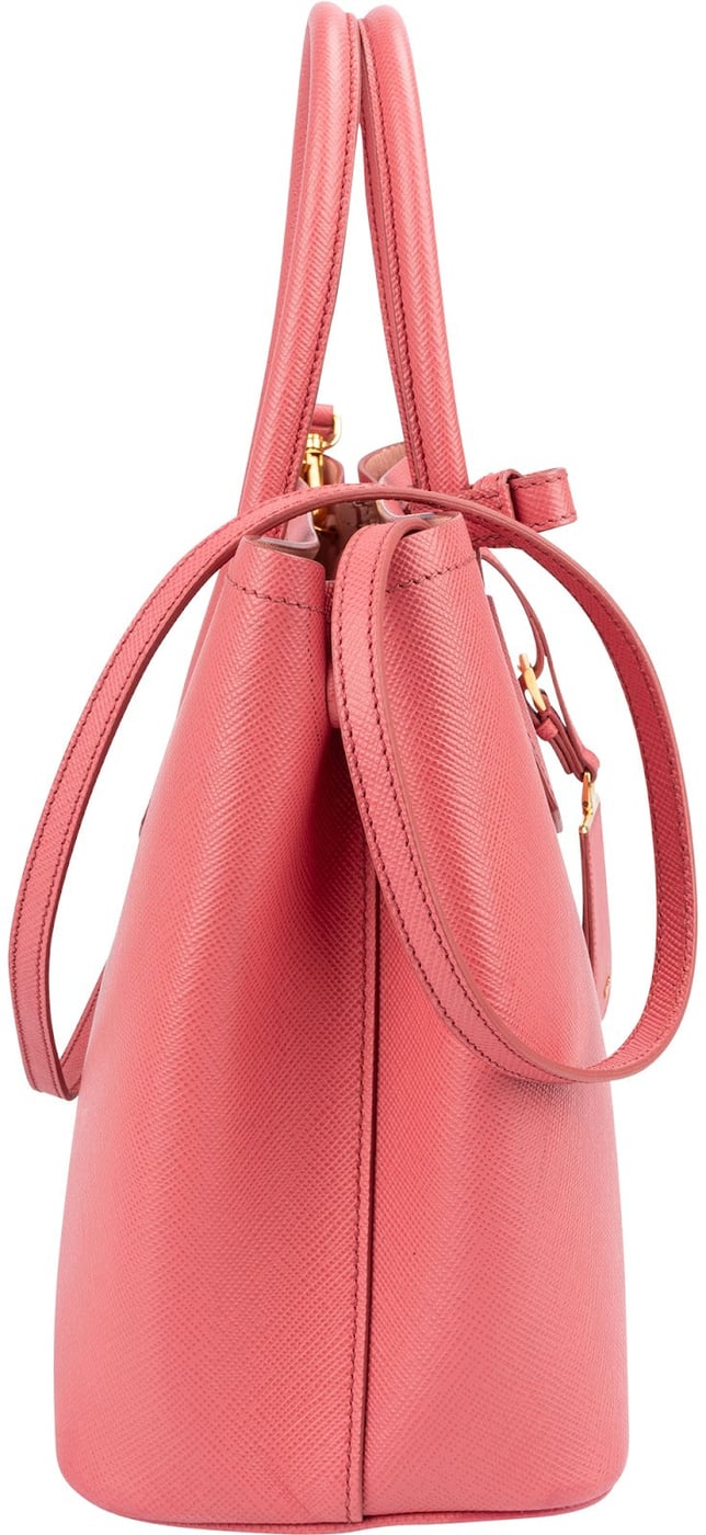 Prada Pink Saffiano Leather Double Handbag