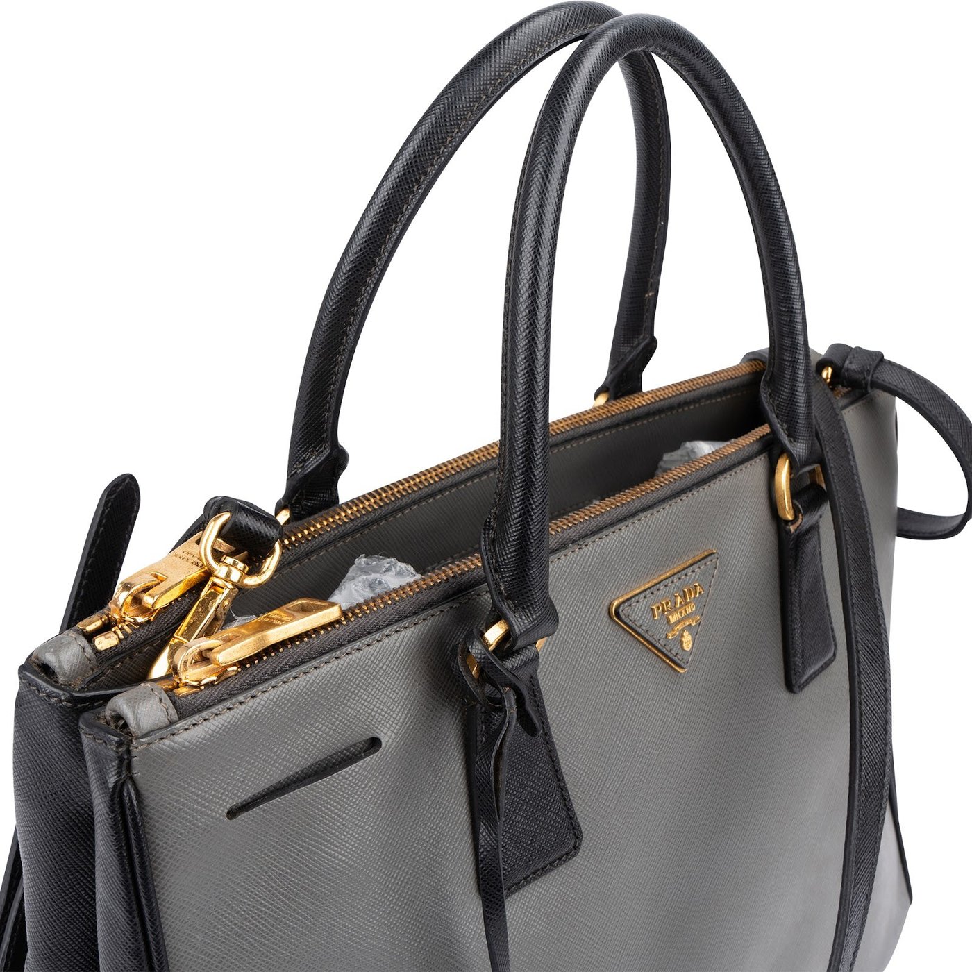 Prada Bicolor Saffiano Leather Galleria Handbag