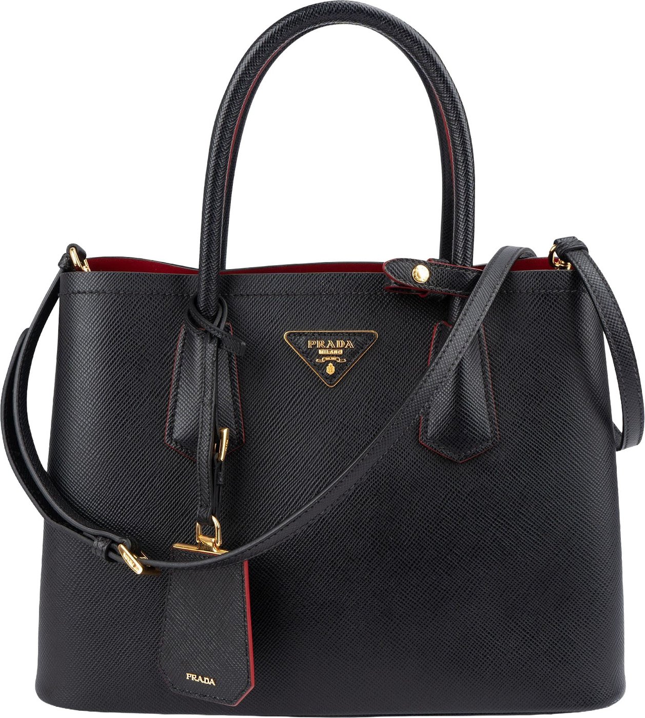 Prada Black Saffiano Leather Double Handbag