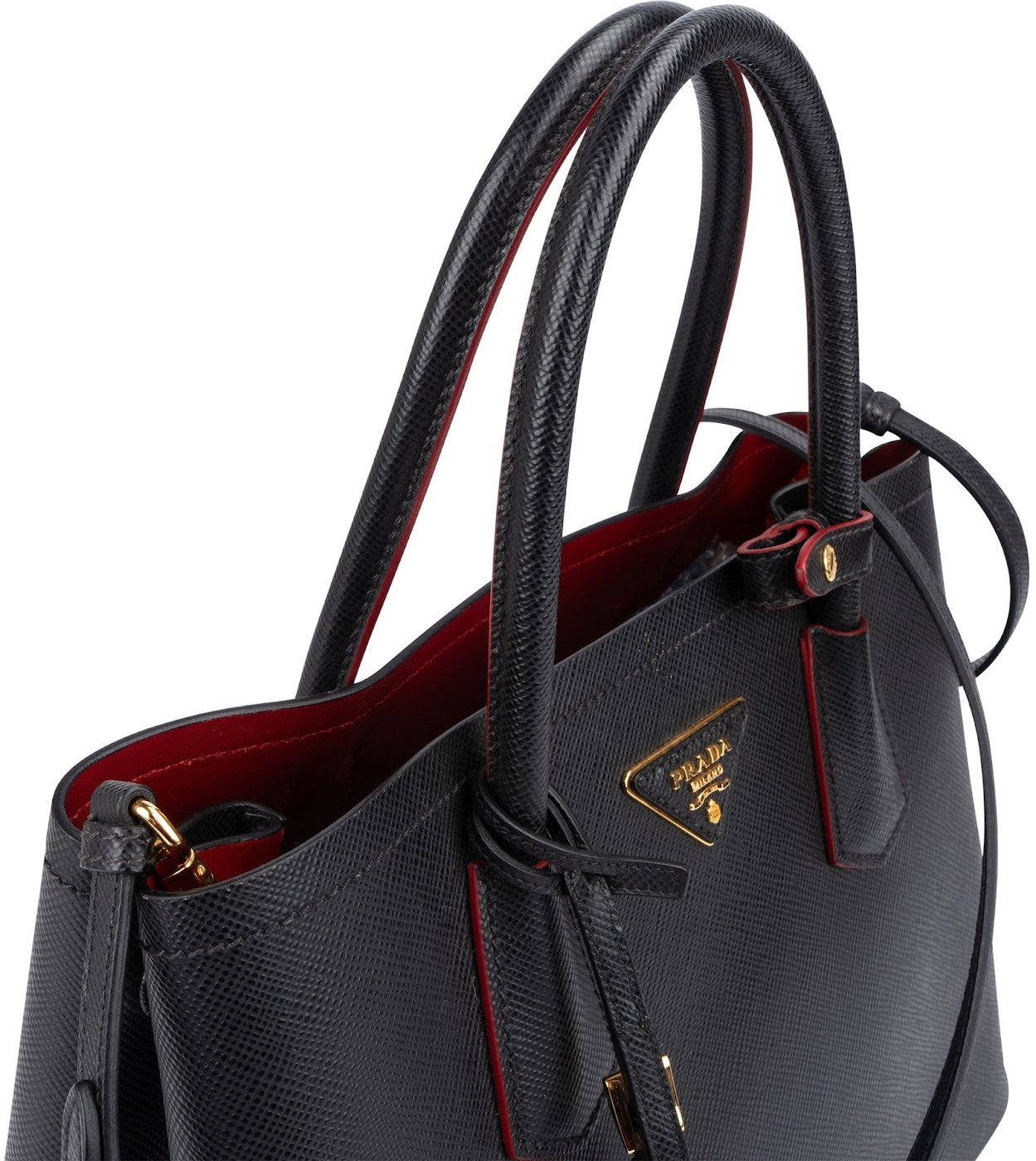 Prada Black Saffiano Leather Double Handbag