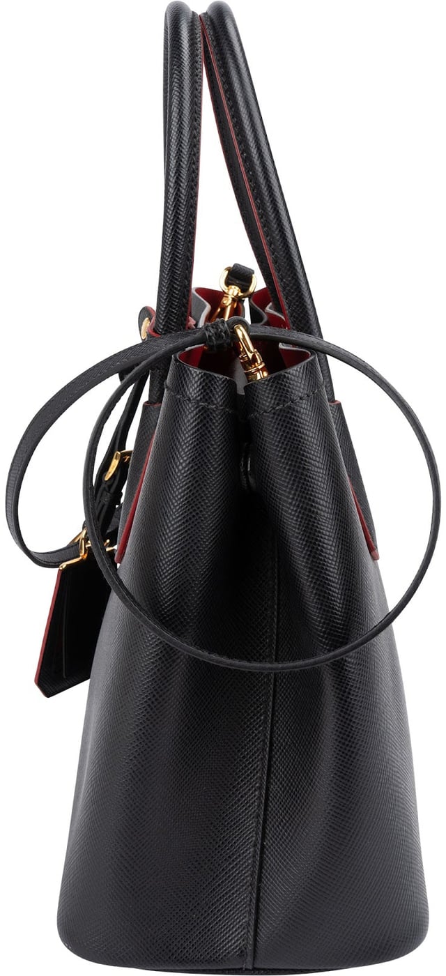 Prada Black Saffiano Leather Double Handbag