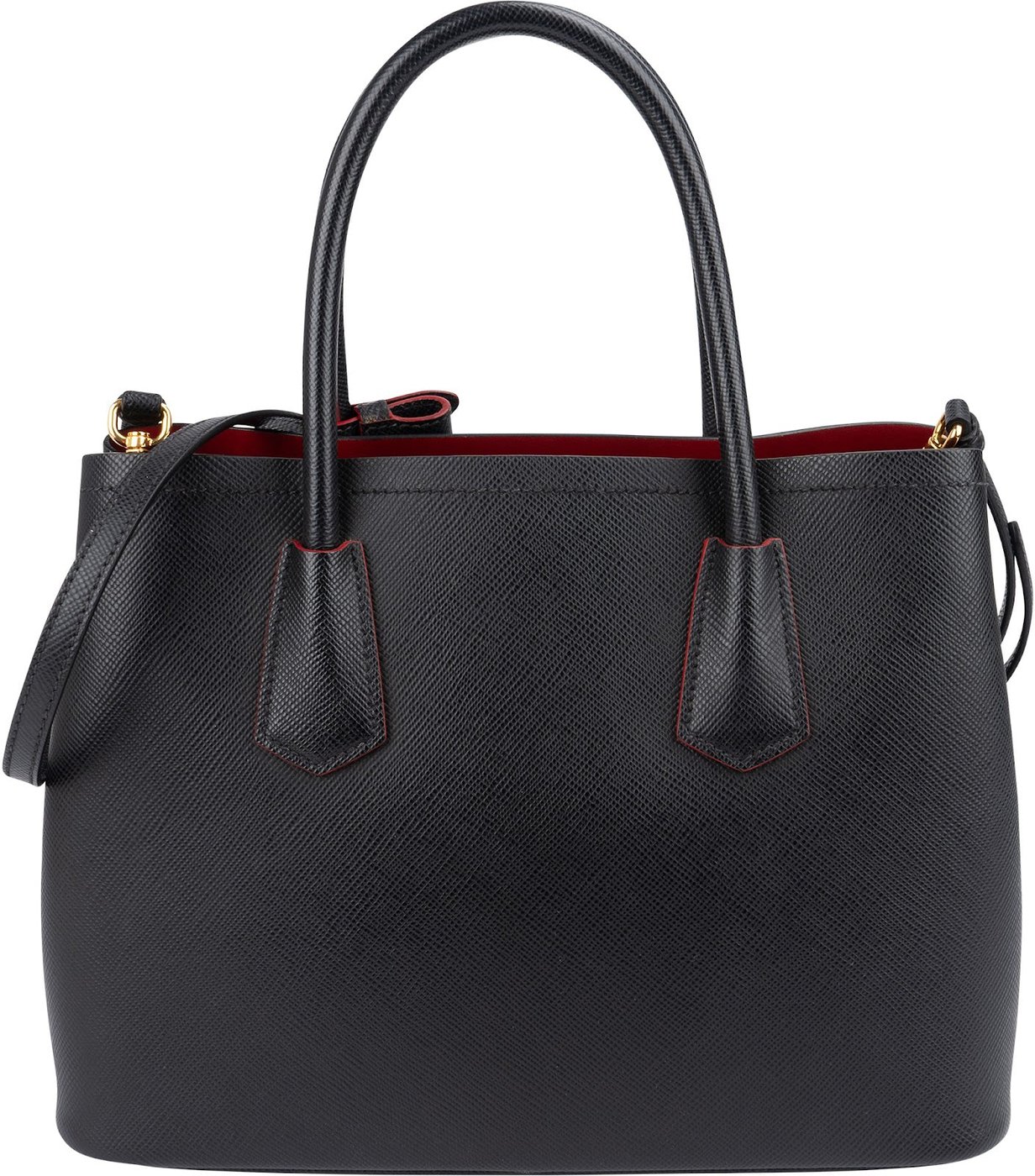 Prada Black Saffiano Leather Double Handbag