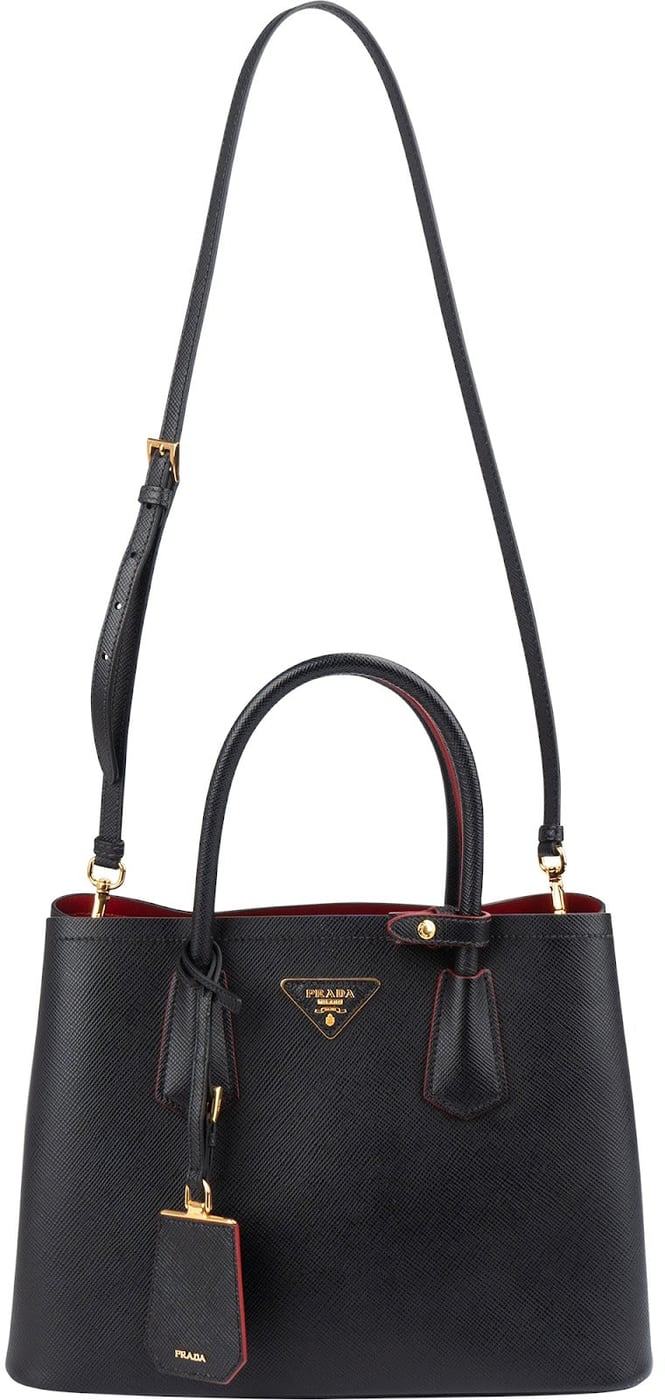 Prada Black Saffiano Leather Double Handbag