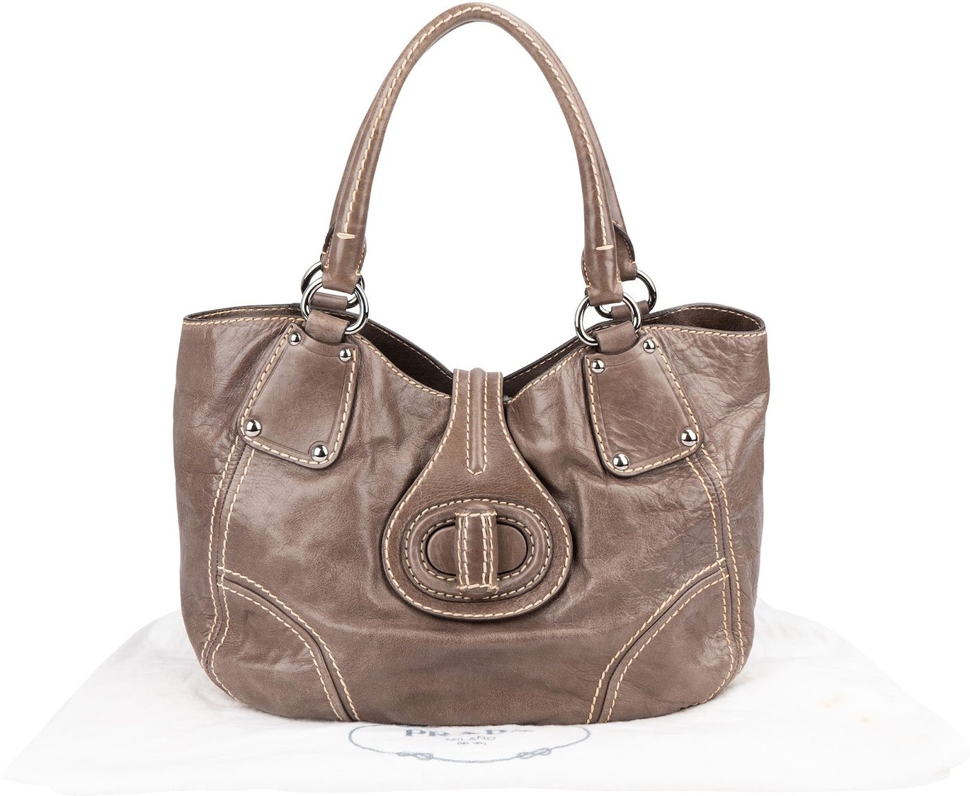 Prada Cervo Antik Stitching Hobo Shoulder Bag