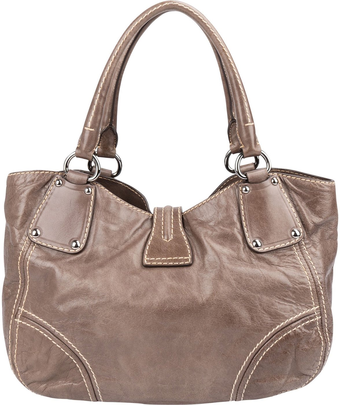 Prada Cervo Antik Stitching Hobo Shoulder Bag
