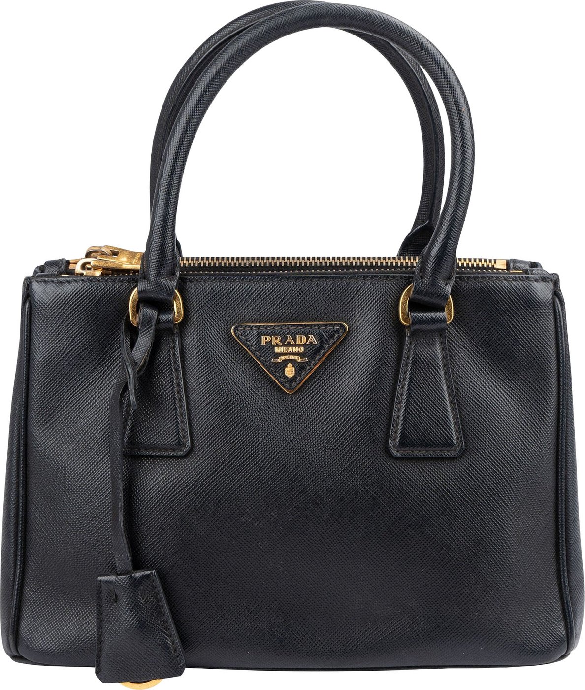 Prada Black Saffiano Leather Small Galleria Handbag