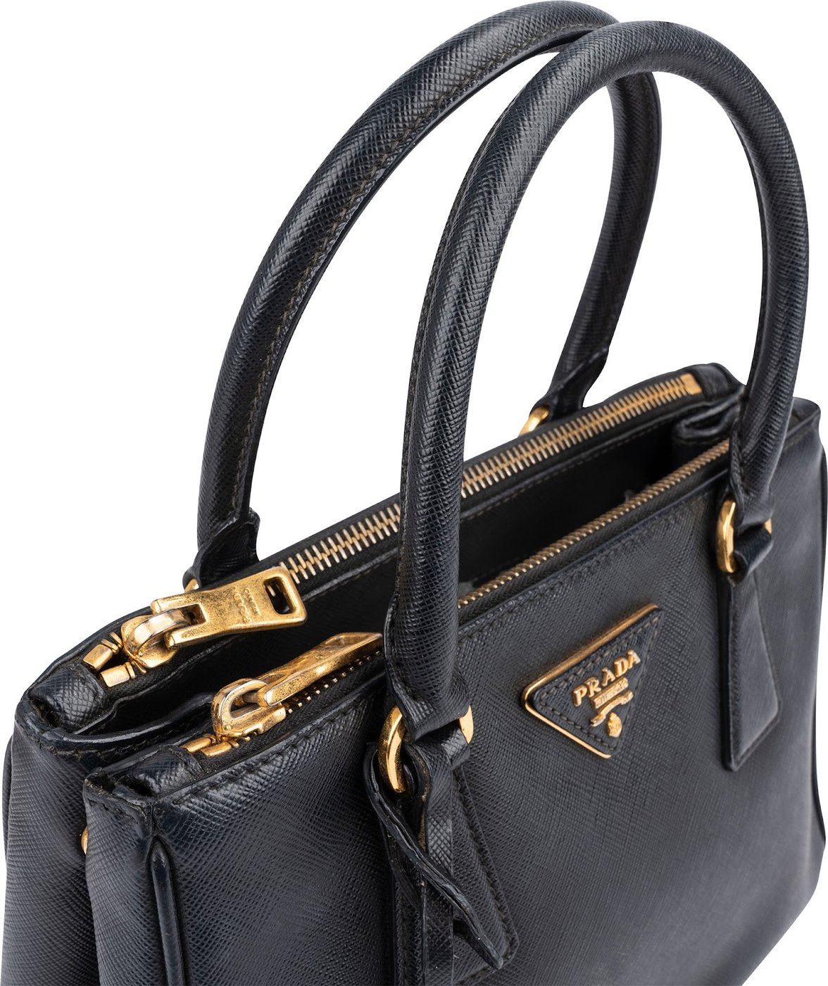 Prada Black Saffiano Leather Small Galleria Handbag