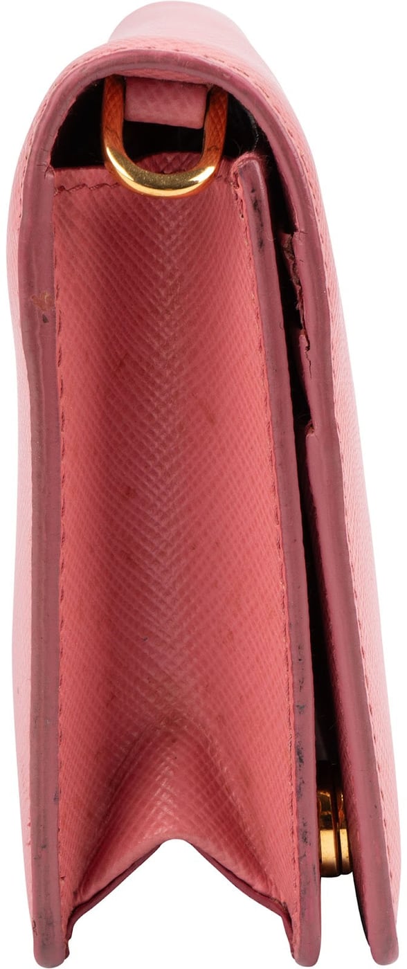 Prada Pink Saffiano Leather Wristlet Wallet Pouch Bag