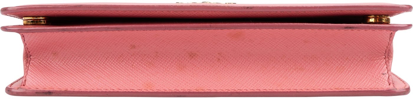 Prada Pink Saffiano Leather Wristlet Wallet Pouch Bag