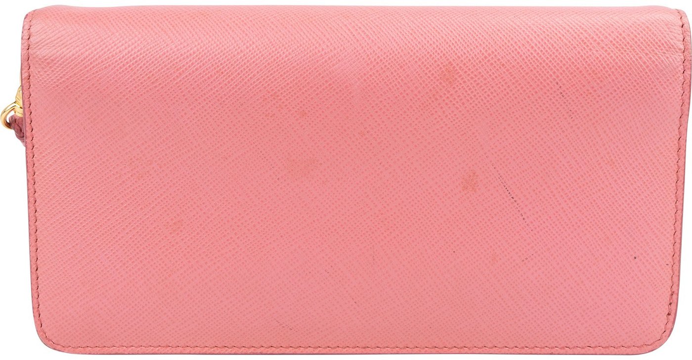 Prada Pink Saffiano Leather Wristlet Wallet Pouch Bag