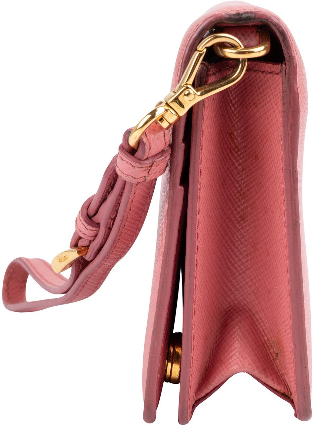Prada Pink Saffiano Leather Wristlet Wallet Pouch Bag