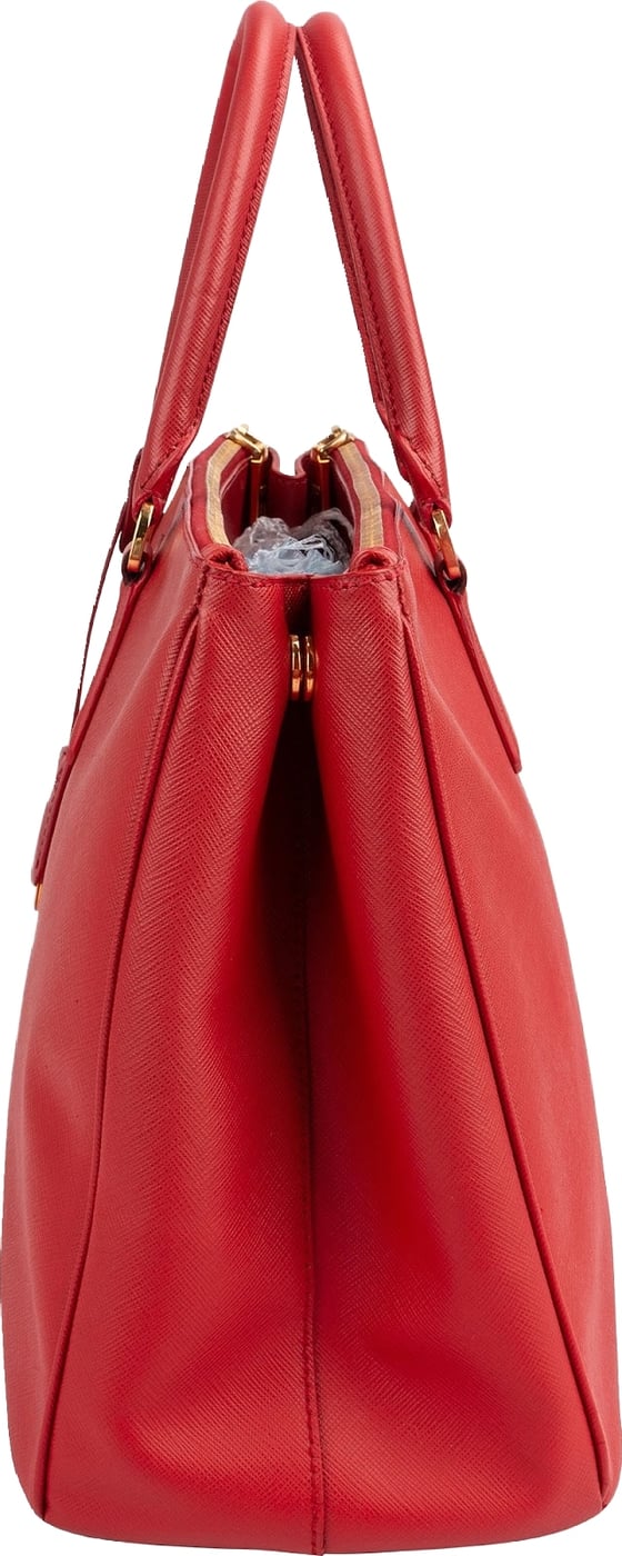 Prada Red Saffiano Leather Galleria Tote Handbag