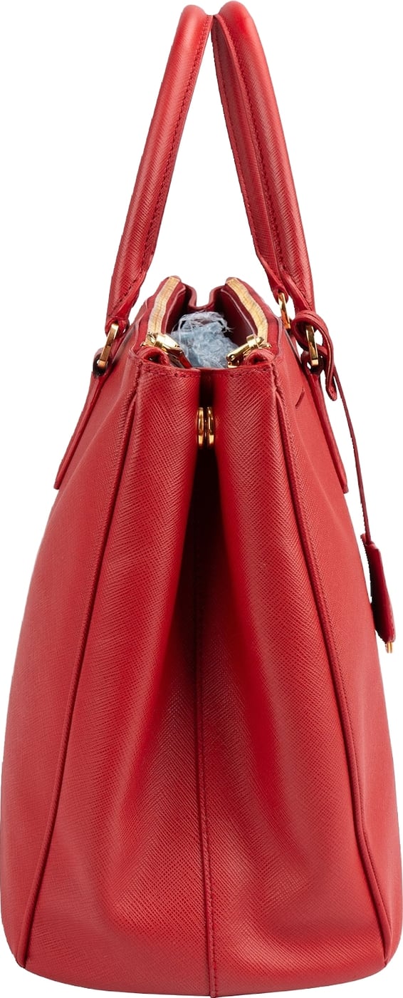 Prada Red Saffiano Leather Galleria Tote Handbag
