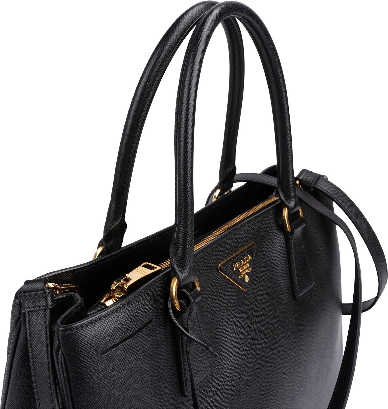 Prada Black Saffiano Leather Galleria Handbag