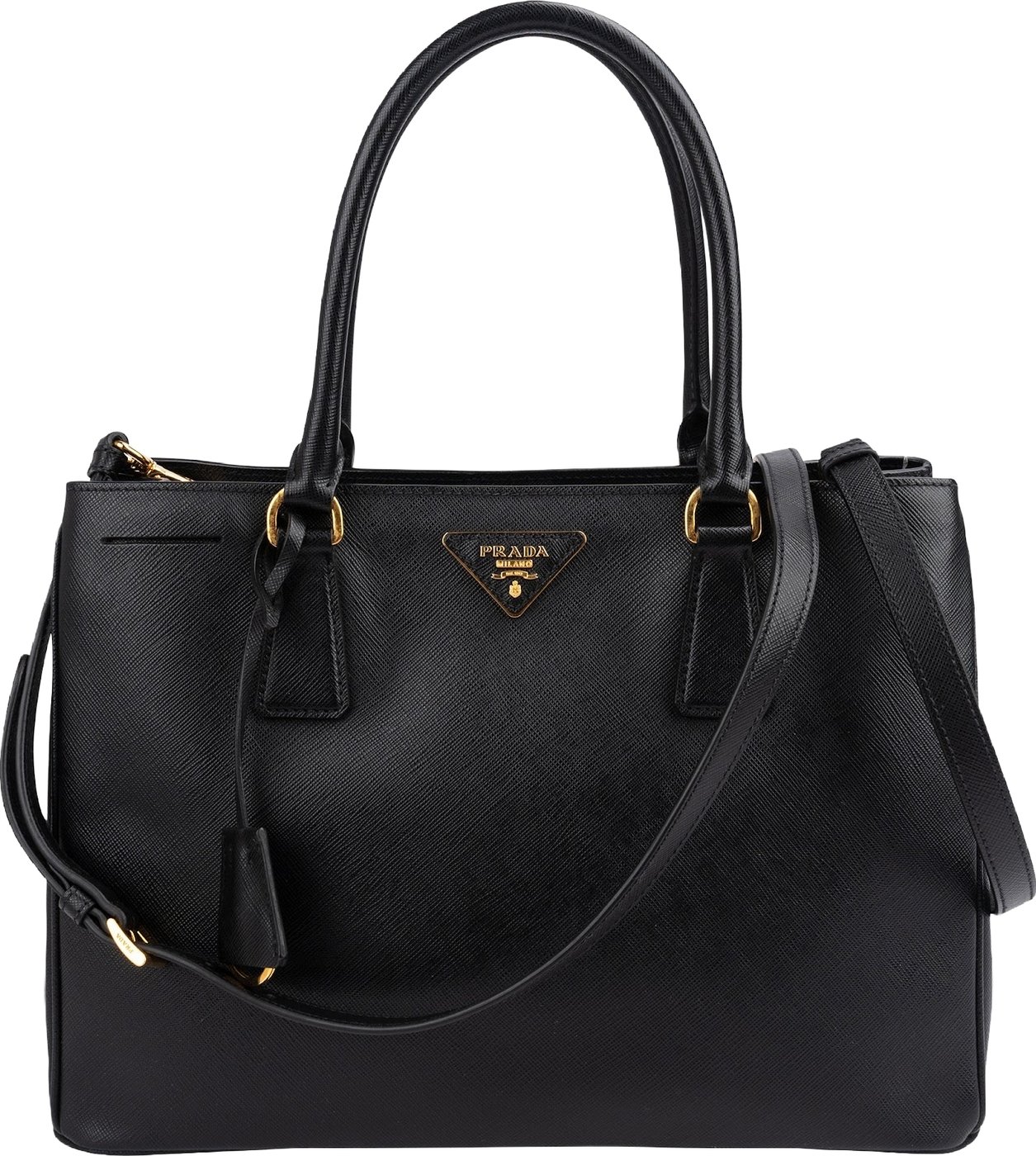 Prada Black Saffiano Leather Galleria Handbag