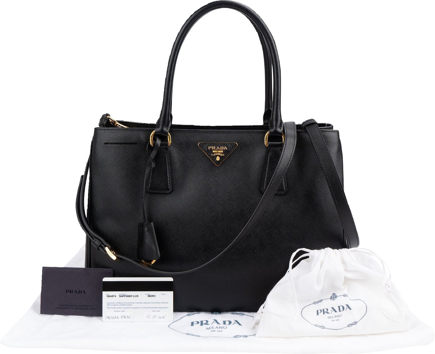 Prada Black Saffiano Leather Galleria Handbag