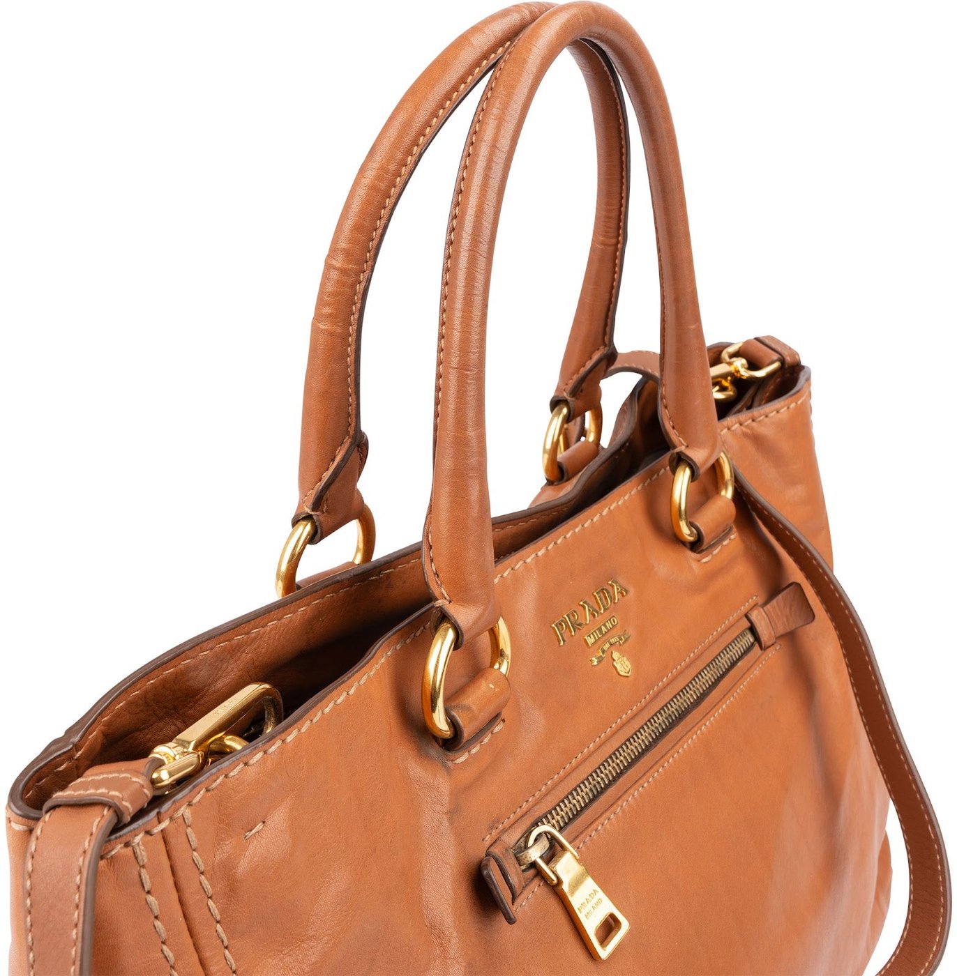 Prada Vitello Leather Tote Handbag 2WAY
