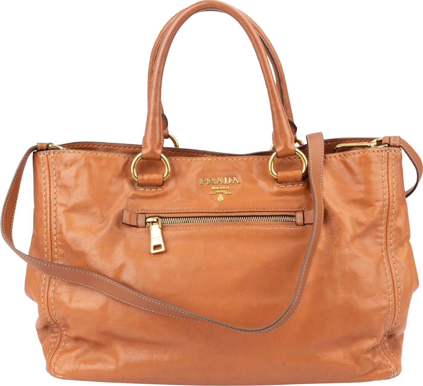 Prada Vitello Leather Tote Handbag 2WAY
