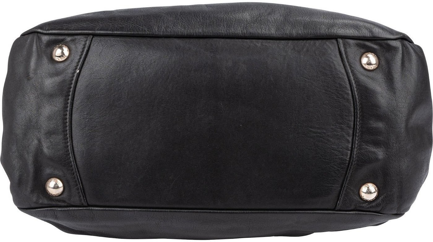 Prada Black Nappa Leather Ruched Tote Handbag