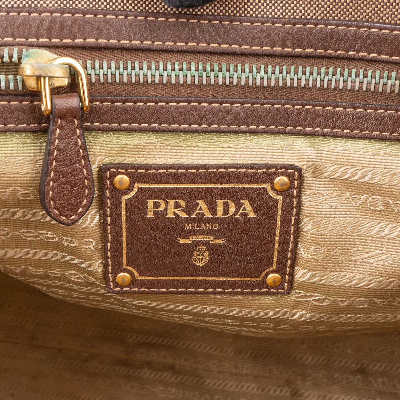 Prada Brown Jacquard City Shoulder Bag