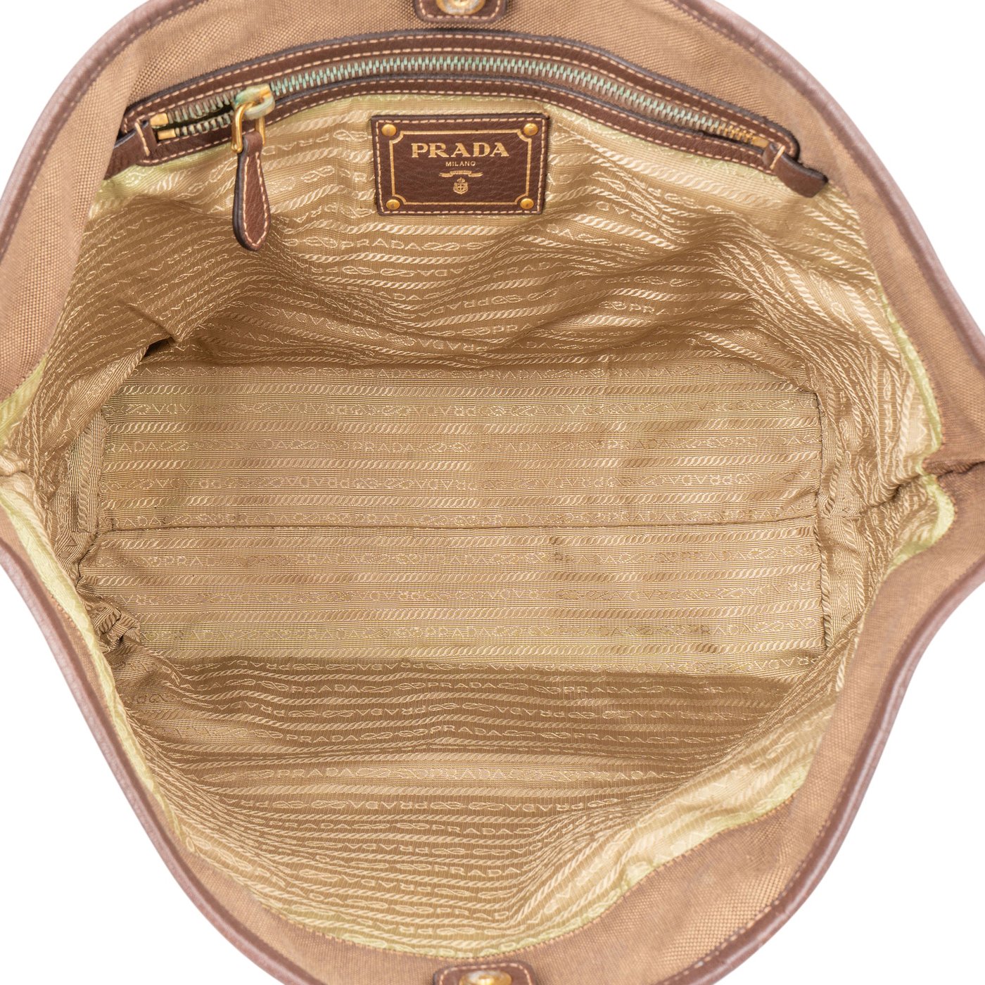 Prada Brown Jacquard City Shoulder Bag