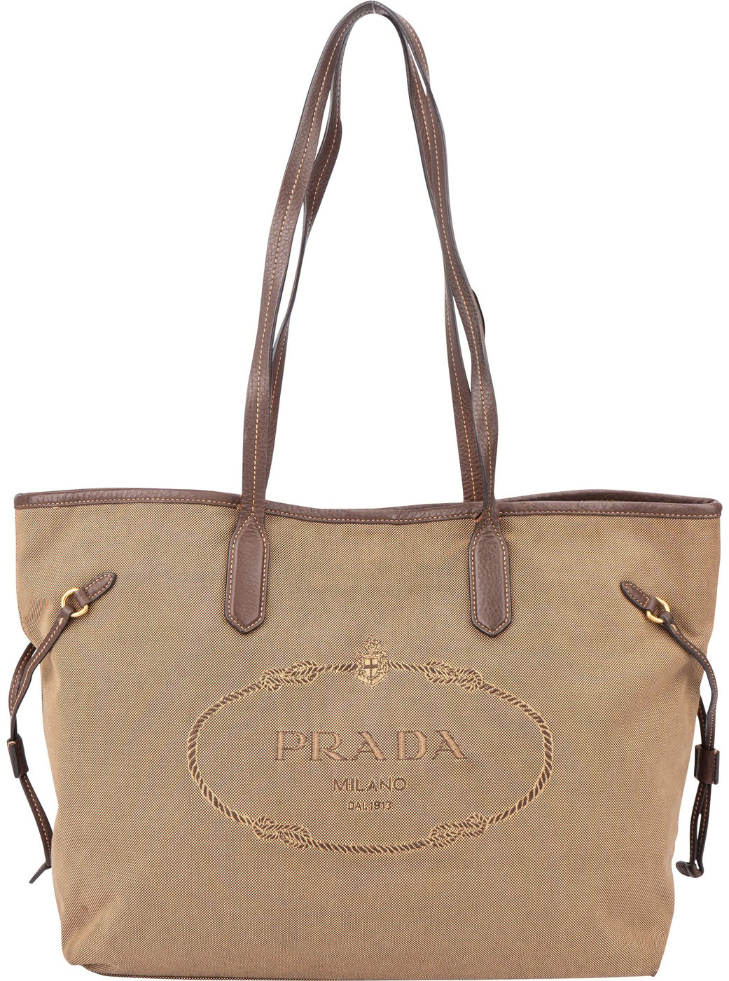 Prada Brown Jacquard City Shoulder Bag