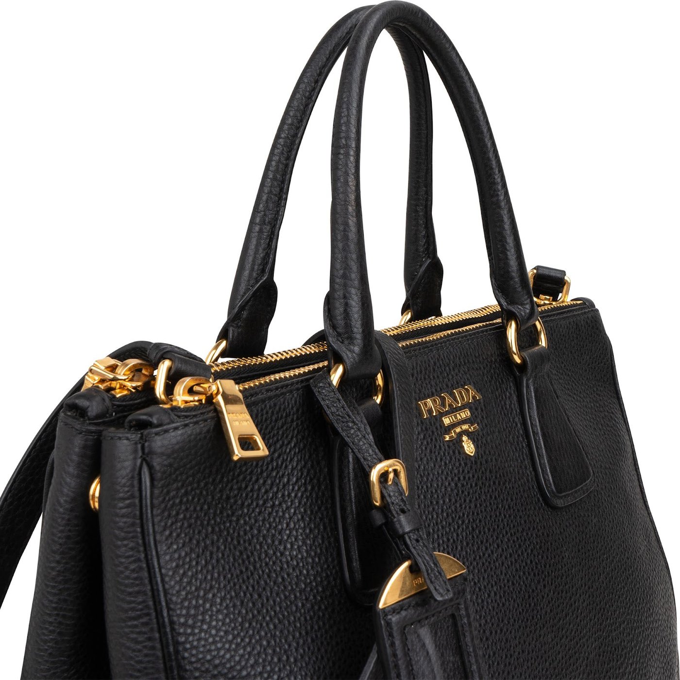 Prada Black Vitello Daino Leather Phenix Tote Handbag