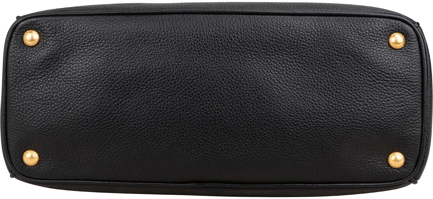 Prada Black Vitello Daino Leather Phenix Tote Handbag