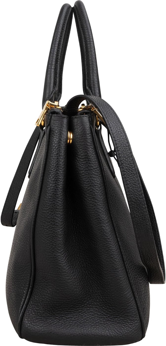 Prada Black Vitello Daino Leather Phenix Tote Handbag
