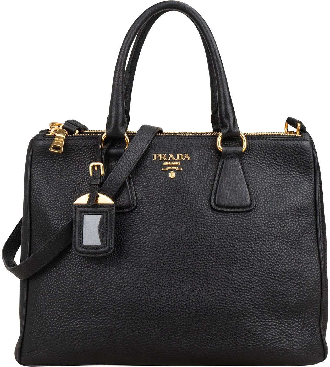Prada Black Vitello Daino Leather Phenix Tote Handbag