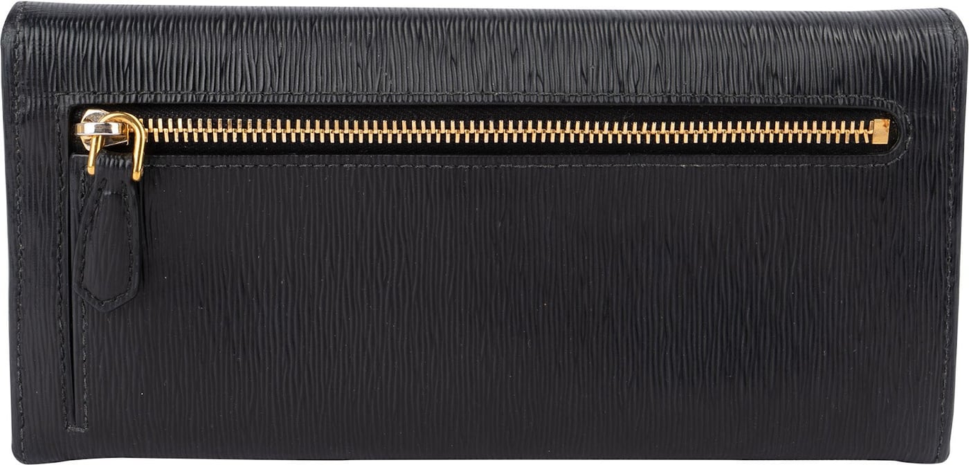 Prada Black Vitello Move Continental Wallet