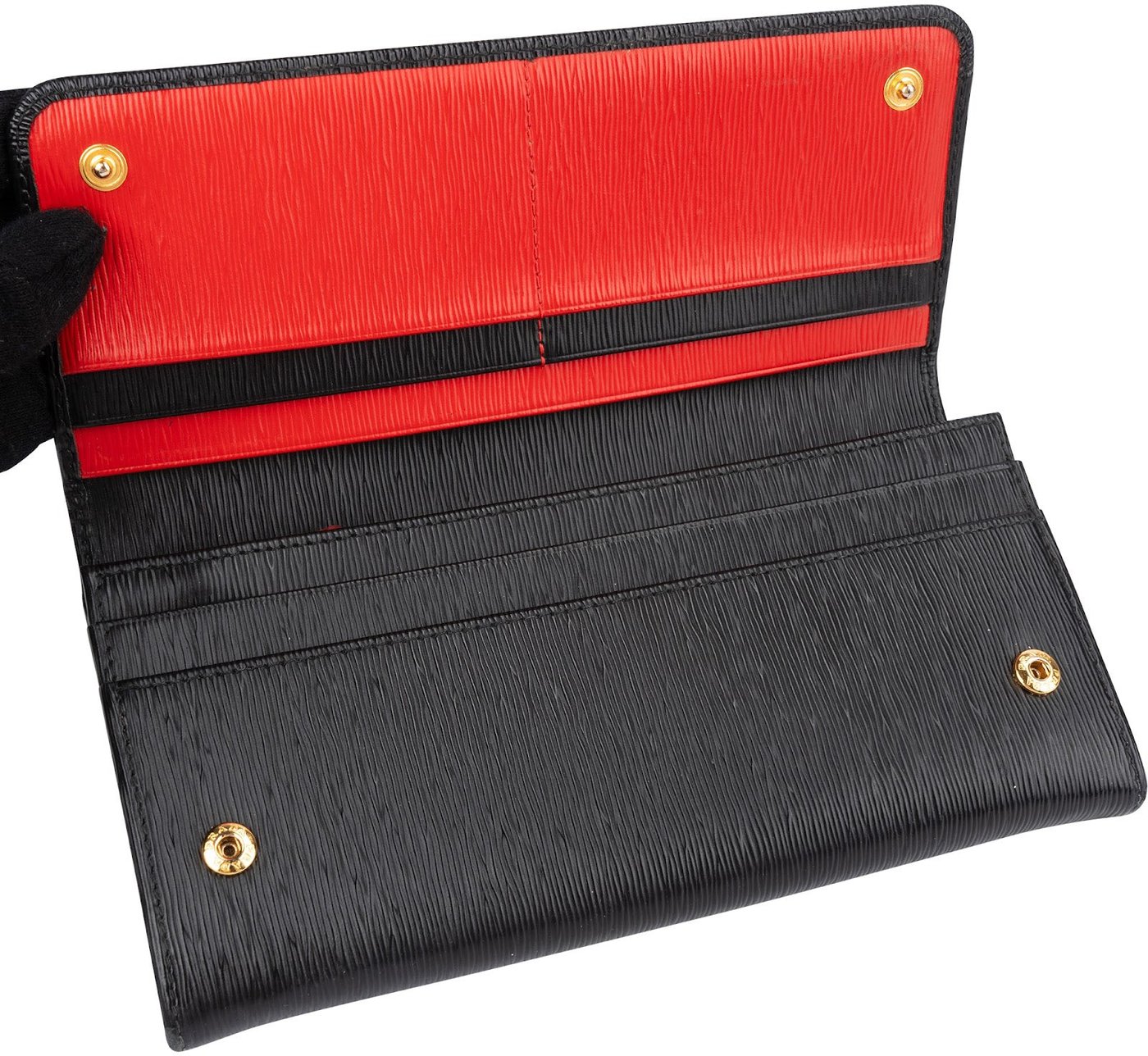 Prada Black Vitello Move Continental Wallet