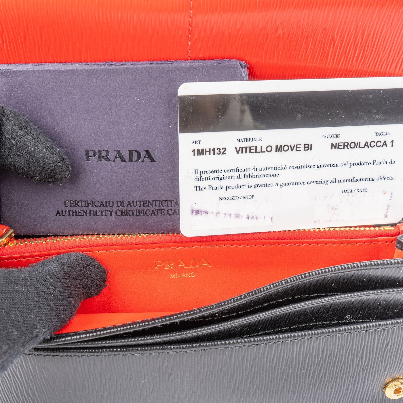 Prada Black Vitello Move Continental Wallet